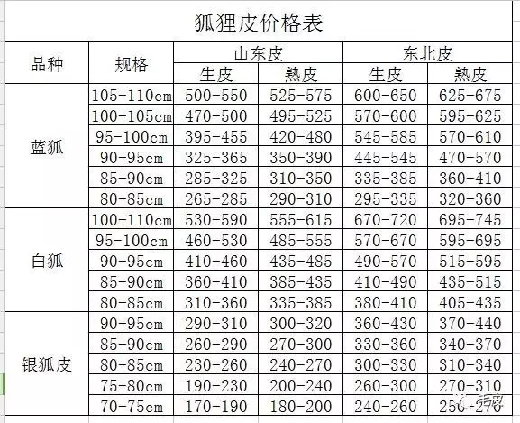 最新狐狸皮价格行情概览与指南